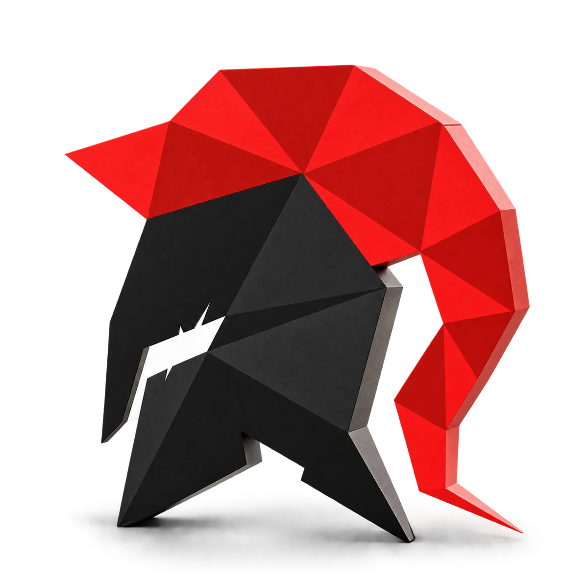 CODESMASH red and black Spartan helmet sculpture